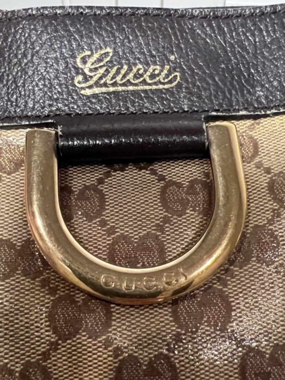 Vintage Authentic Gucci GG Canvas D-Ring
Shoulder Bag Brown Y2K - Picture 5 of 10